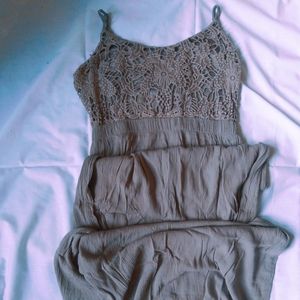 Time and Tru Flowy Crochet Detail Maxi Dress